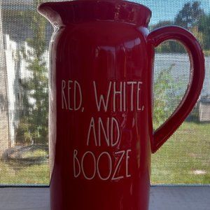 New Rae Dunn Artesian Row Red White & Booze Pitcher July 4th Serving Decor